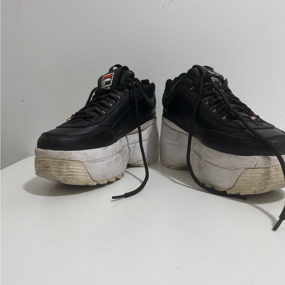 Chunky Black Platform Sneakers - Picture 1 of 6